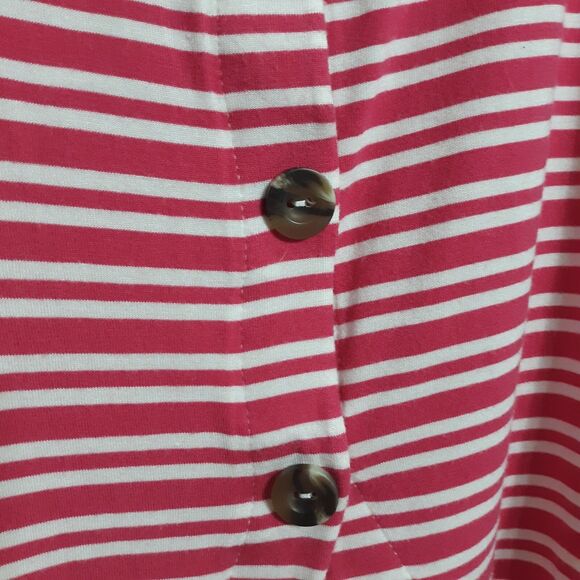 Andree By Unit Womens Sz Medium Red White Stripe Button Back Top - Picture 4 of 8